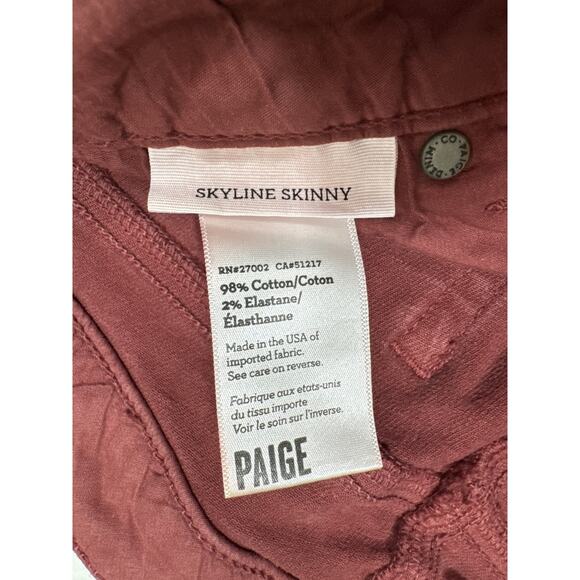 Paige Skyline Skinny Red Jeans Stretch Made in USA Womens Size 28 - Picture 4 of 5